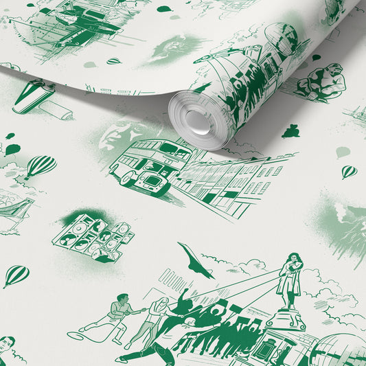 Bristol Icons Wallpaper - Forest Green
