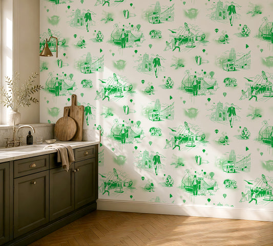 Bristol Icons Wallpaper - Pea Green