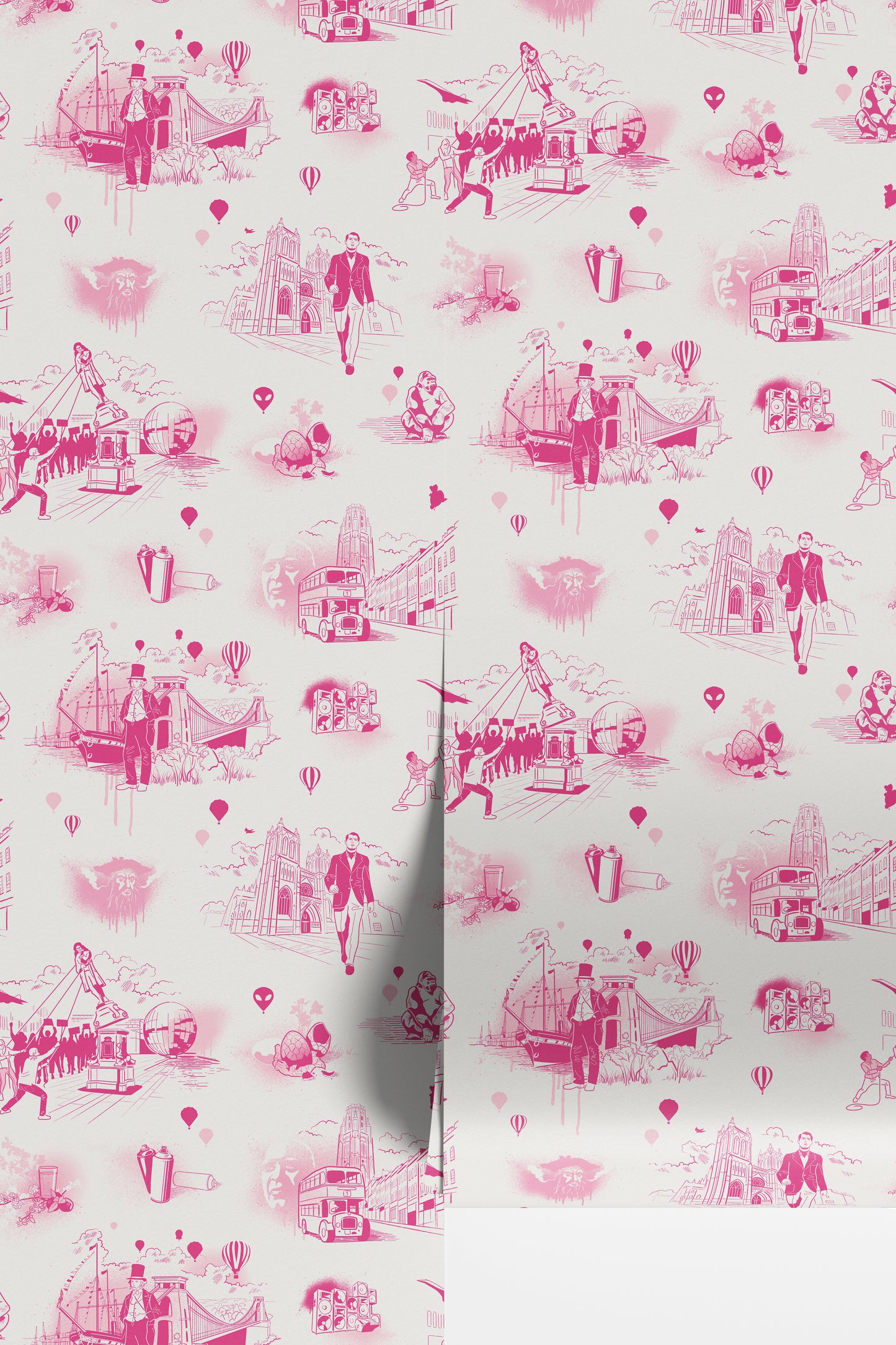 Bristol Icons Wallpaper - Hot Pink