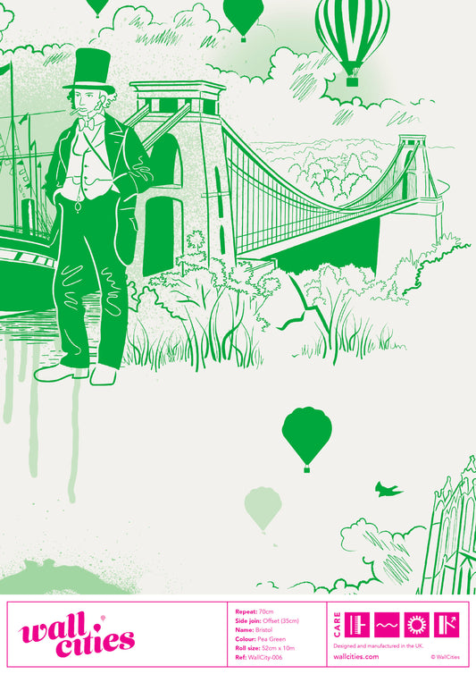 Bristol Icons Wallpaper - Pea Green