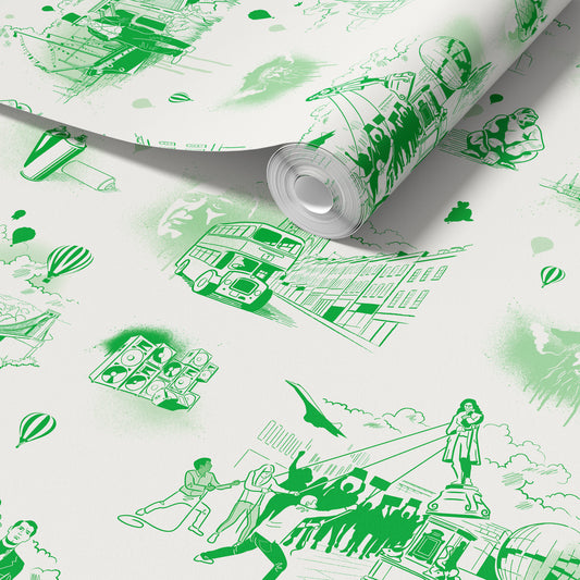 Bristol Icons Wallpaper - Pea Green