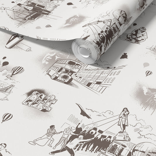 Bristol Icons Wallpaper - Warm Grey