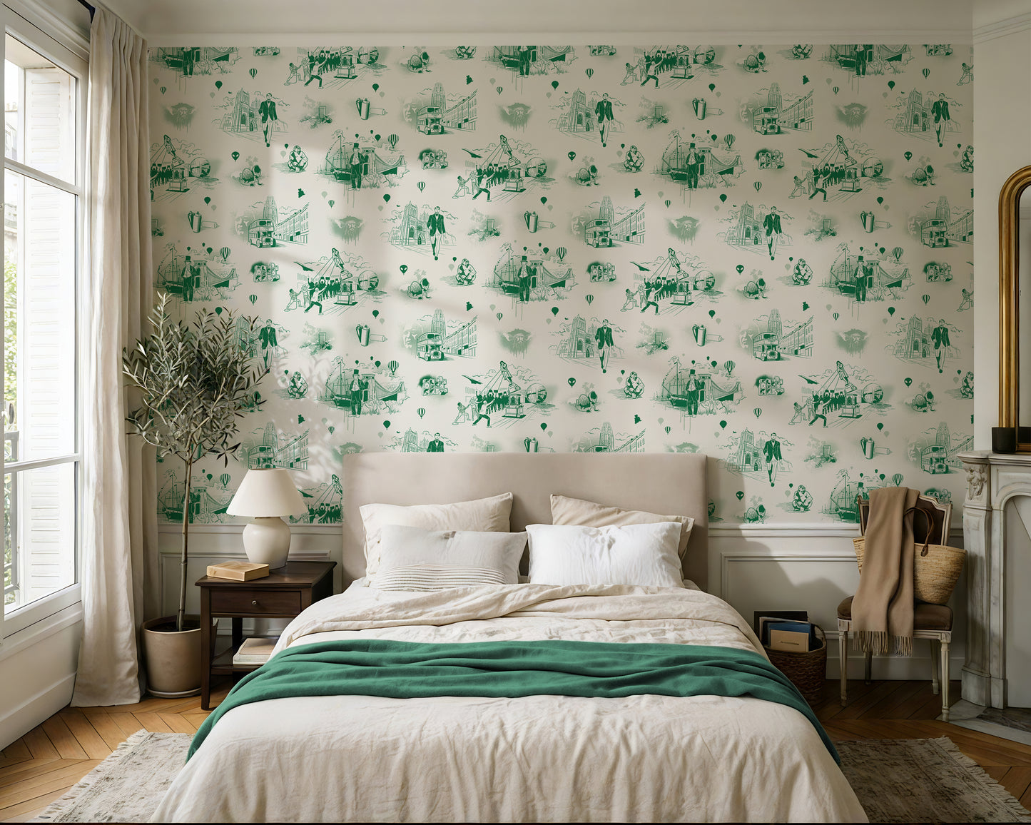 Bristol Icons Wallpaper - Forest Green