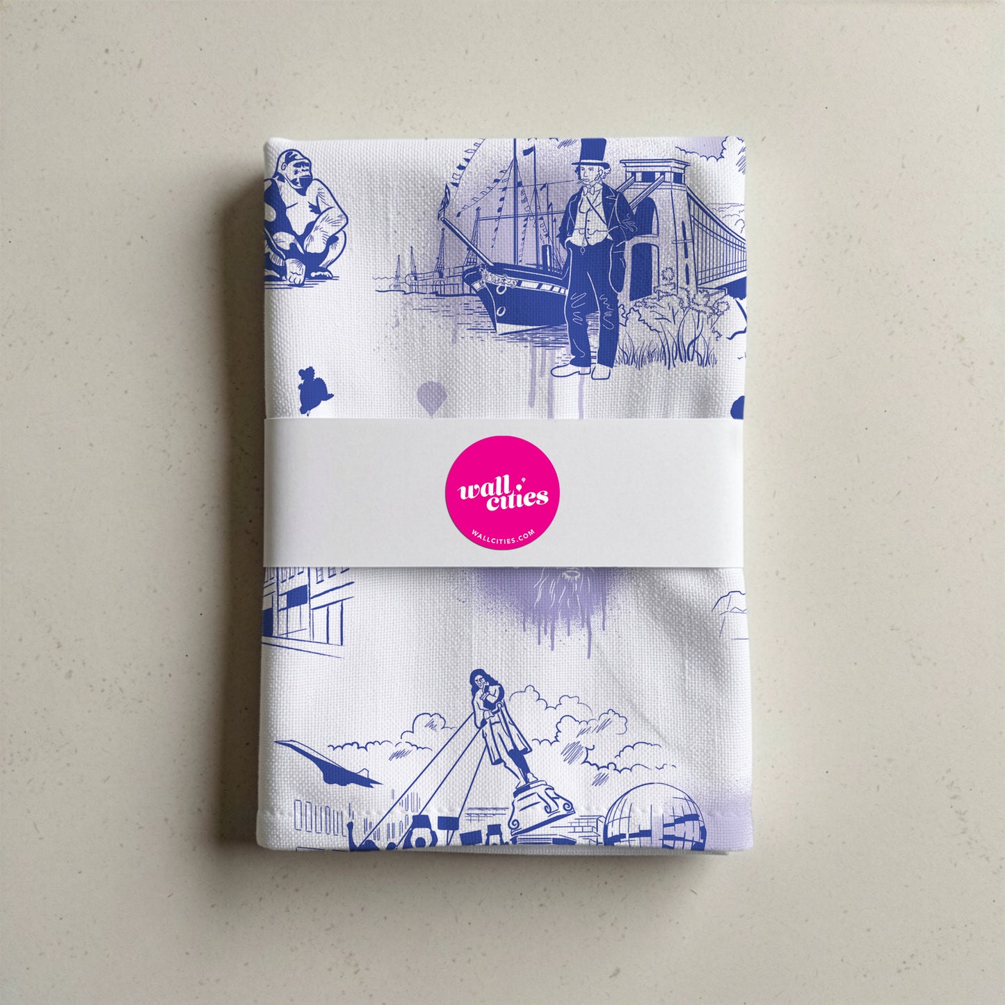 Blue and White Bristol Icons Tea Towel