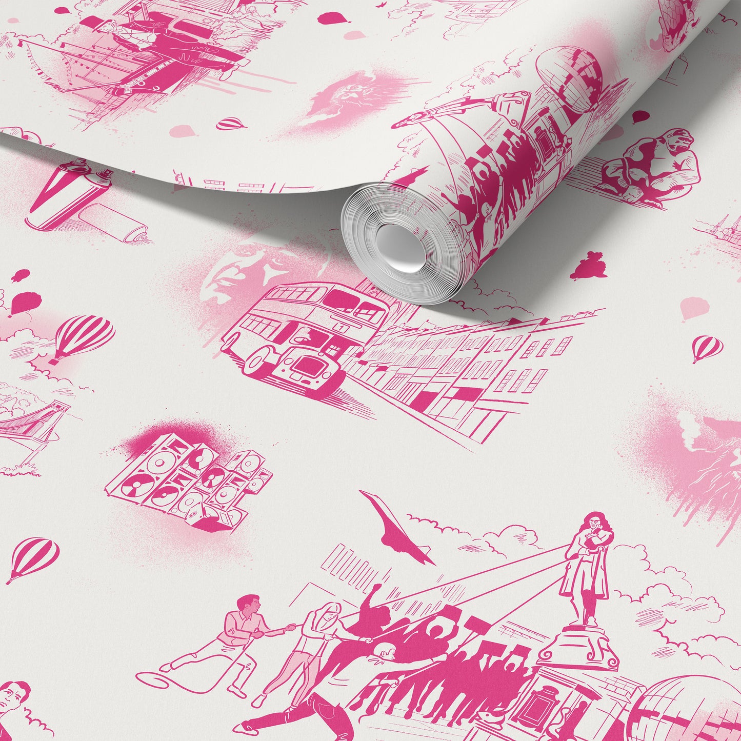 Bristol Icons Wallpaper - Hot Pink