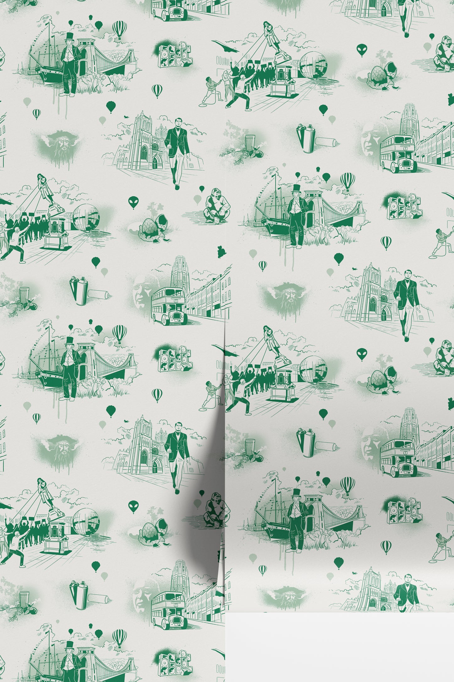 Bristol Icons Wallpaper - Forest Green