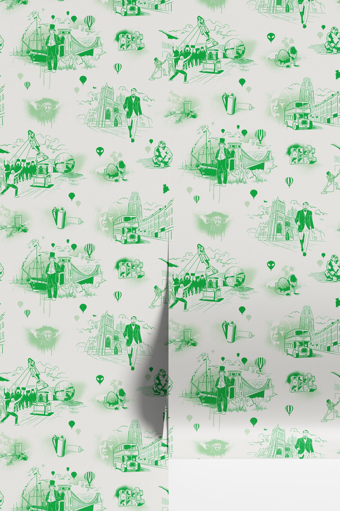 Bristol Icons Wallpaper - Pea Green