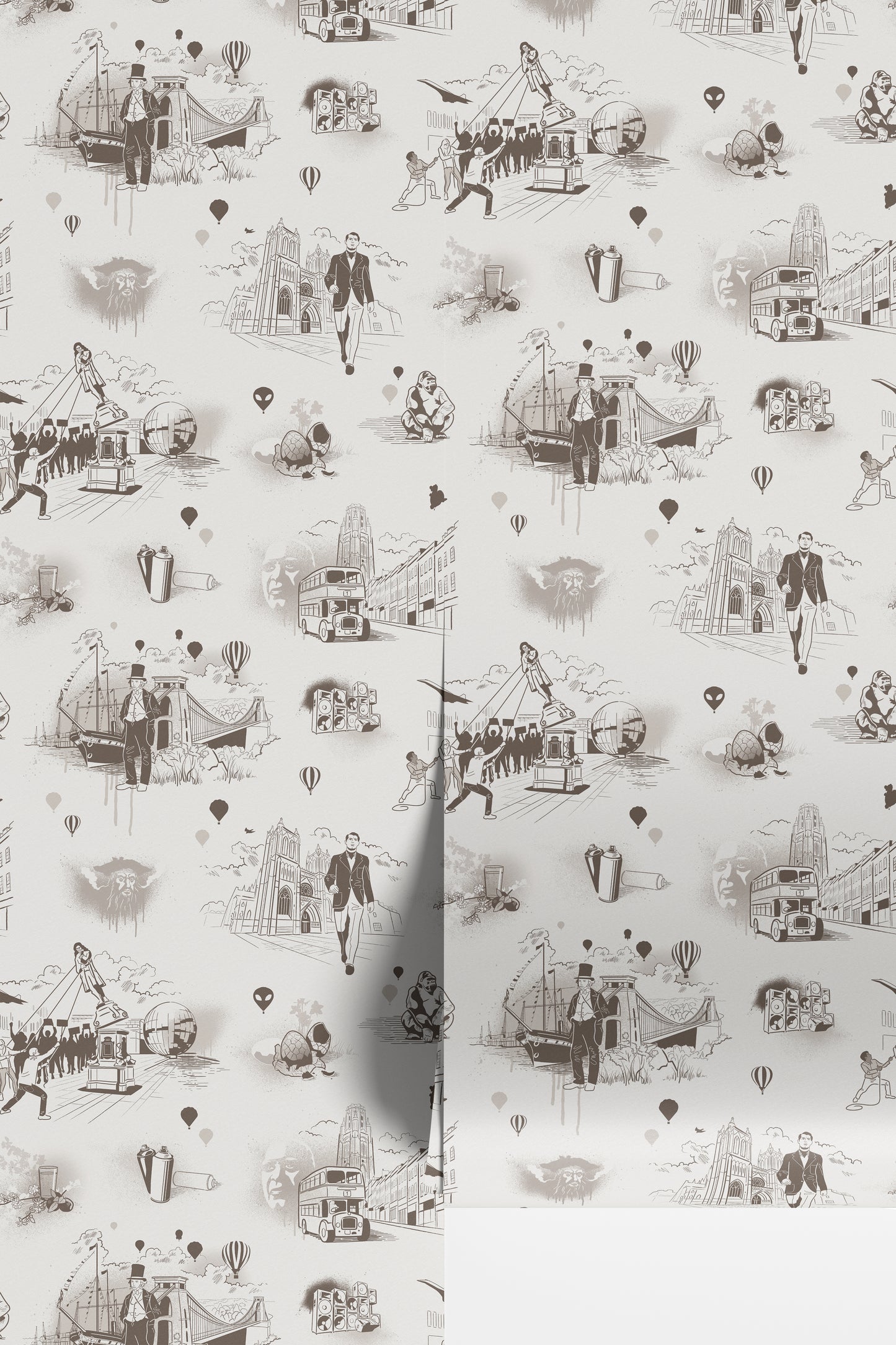 Bristol Icons Wallpaper - Warm Grey
