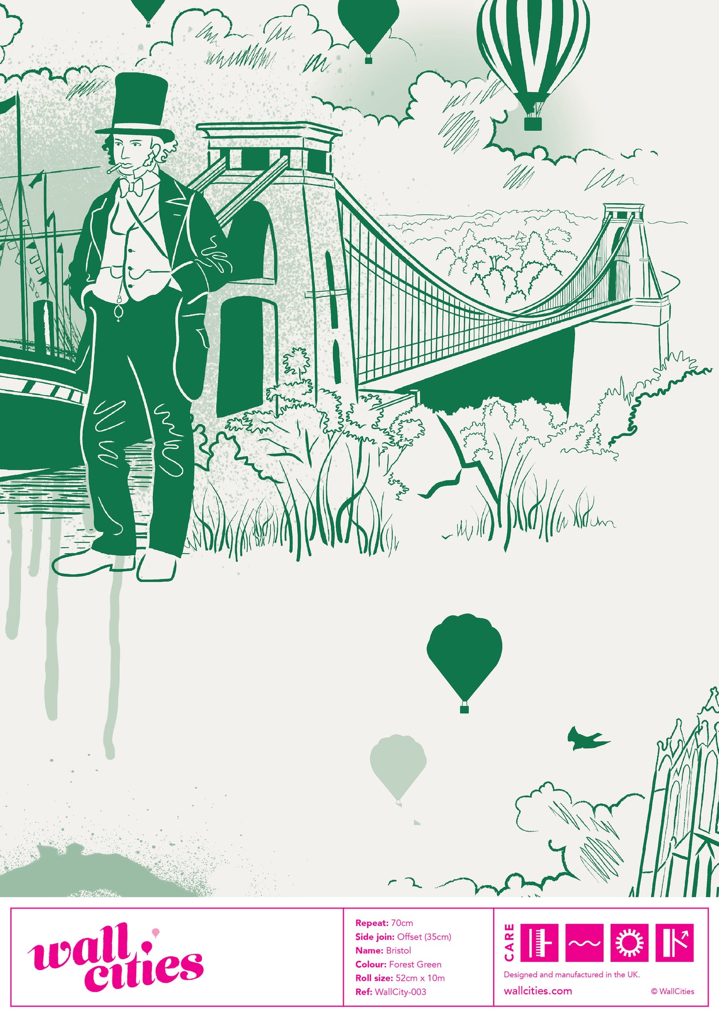 Bristol Icons Wallpaper - Forest Green