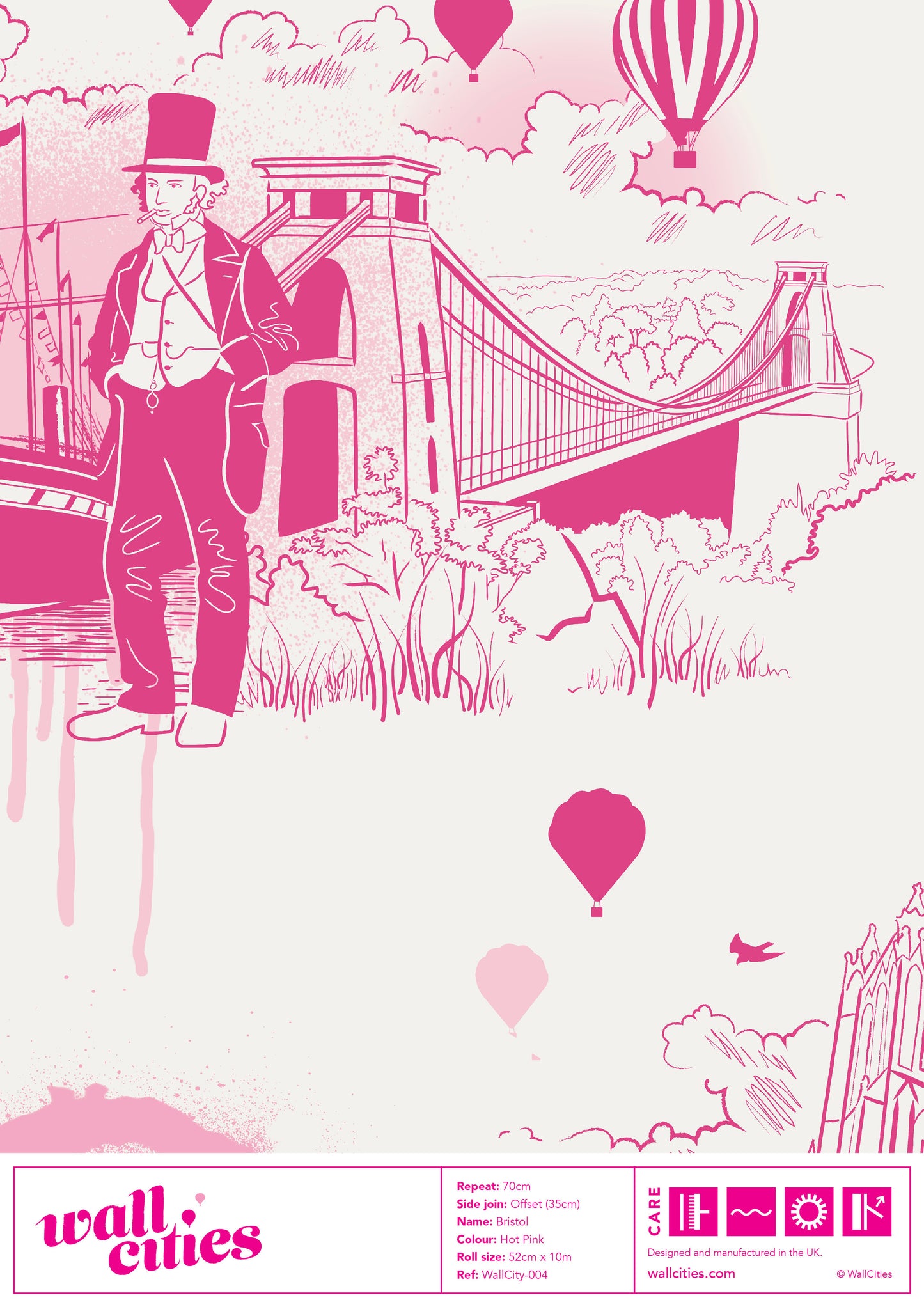 Bristol Icons Wallpaper - Hot Pink