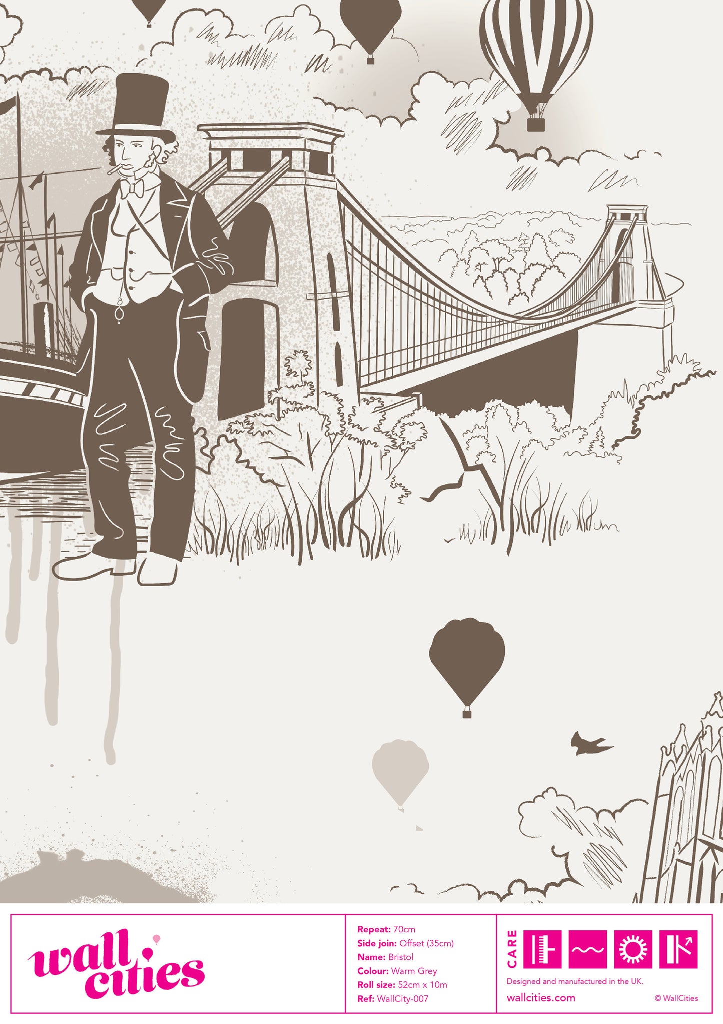 Bristol Icons Wallpaper - Warm Grey
