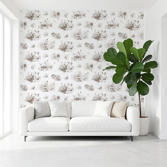 Bristol Icons Wallpaper - Warm Grey