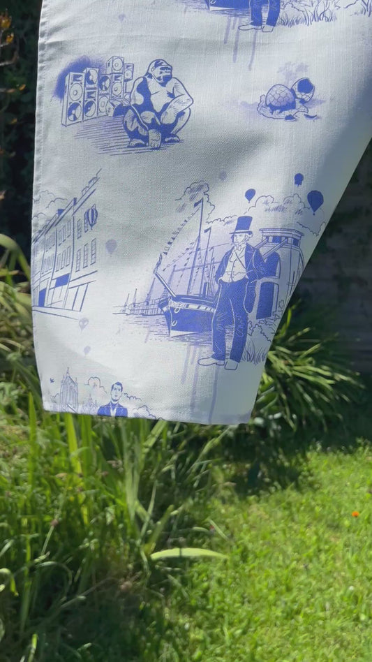 Blue and White Bristol Icons Tea Towel